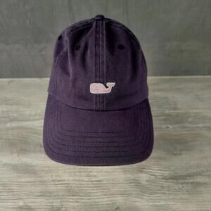 Vineyard Vines Mens One Size Purple Cotton Strapback Dad Hat Whale Logo
